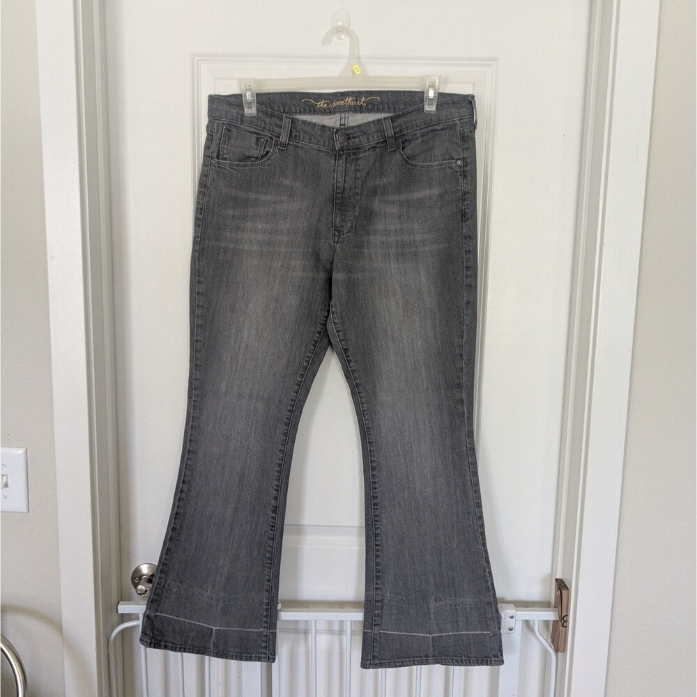 Old Navy Sweetheart Jeans Womens 16 Regular Gray Flare Classic Rise Stretch Y2K